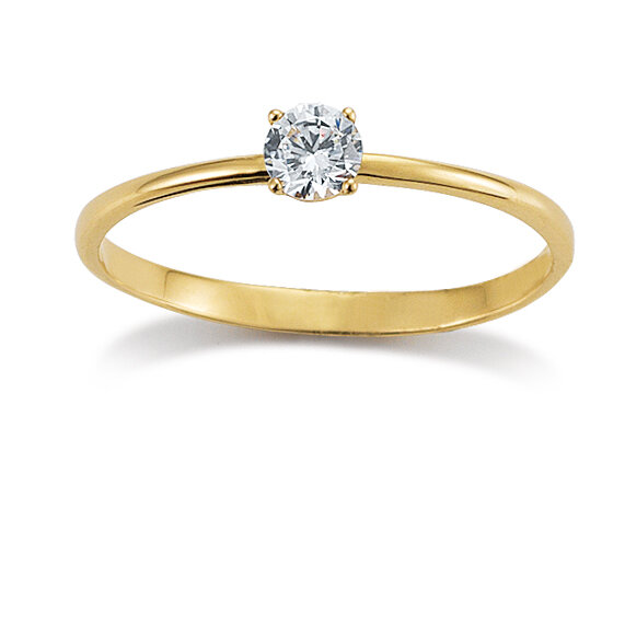 Damenring 585/- Gelbgold Zirkonia Gr. 54 Solitärring