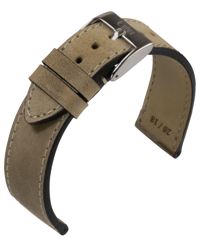 Uhrenlederband Eulux Nubuk beige 20 mm