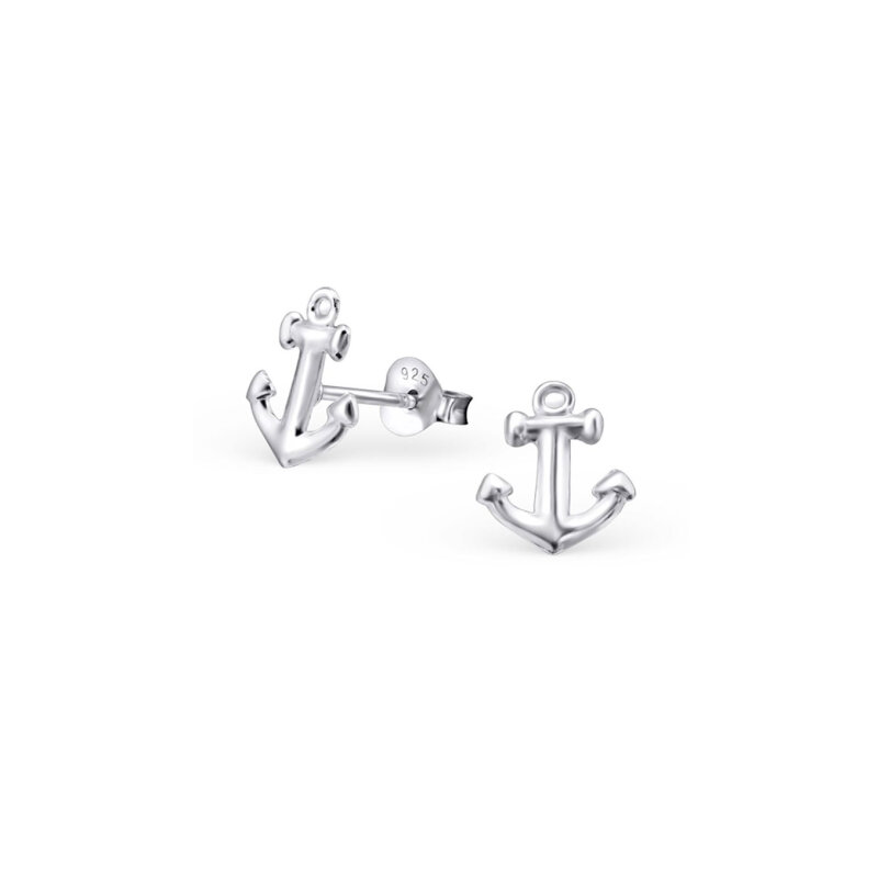 Ohrstecker Anker 925/-Sterlingsilber rhodiniert 11,5 x 7,5 mm