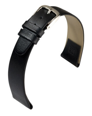 Clip Uhrenlederband Natina 20 mm schwarz extralang