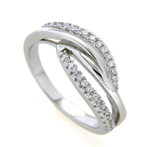 Silberring 925/- rhodiniert mit Zirkonia Gr. 60