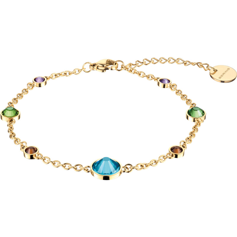 BERING Armband IP gold glänzend 652-27-180 mit farbigen Kristallen
