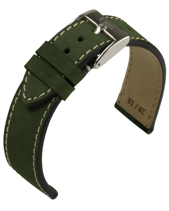 Uhrenlederband Eulux Nubuk grün 20 mm