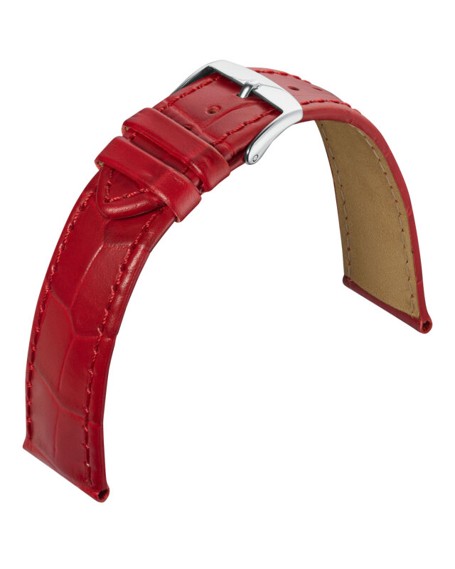 Uhrenlederband Kroko Print rot 18 mm