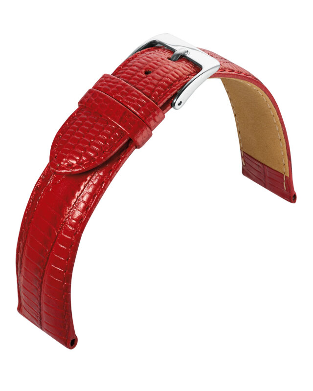 Uhrenlederband Teju Print rot 18 mm