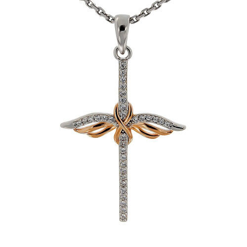 Kreuzanhänger Silber 925/- rhodiniert/roségold Zirkonia 20,5 x 28,5 mm