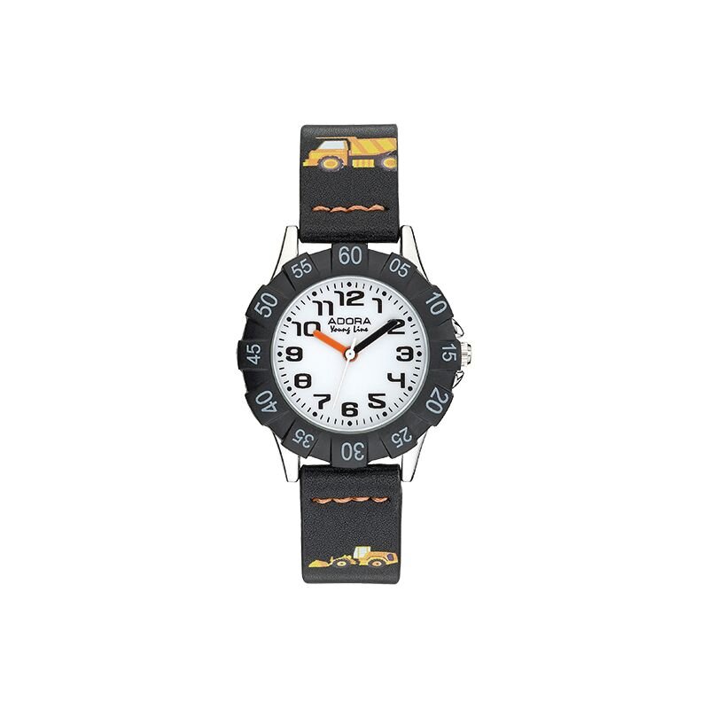 Adora Youngline Kinderuhr AY44508 schwarz Bagger und LKW