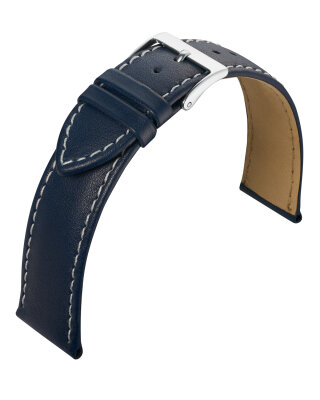 Uhrenlederband Taurus blau mit Kontrastnaht 20 mm