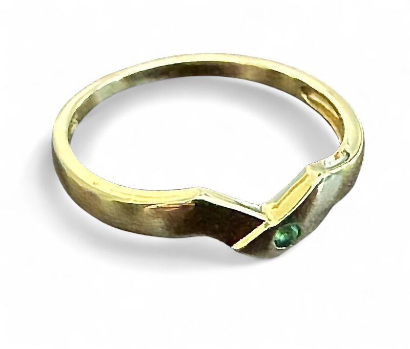 Damenring mit Smaragd 333/- Gelbgold Gr. 52
