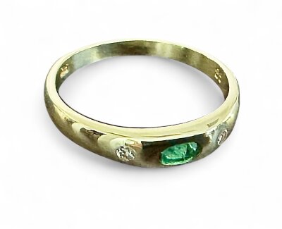 Smaragdring mit Diamanten 585/-Gelbgold Gr. 52