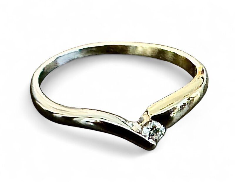 Brillantring 0,08 ct w/si 585/- Gelb-/ Weißgold Größe 56