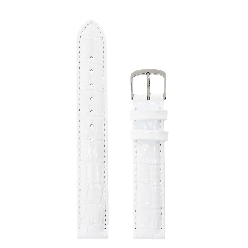 Uhrenlederband mit Krokoprägung weiß Chiara 20 mm vergoldete Schließe