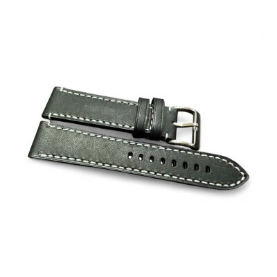 Uhrenlederband Ranch Schwarz matt 22 mm