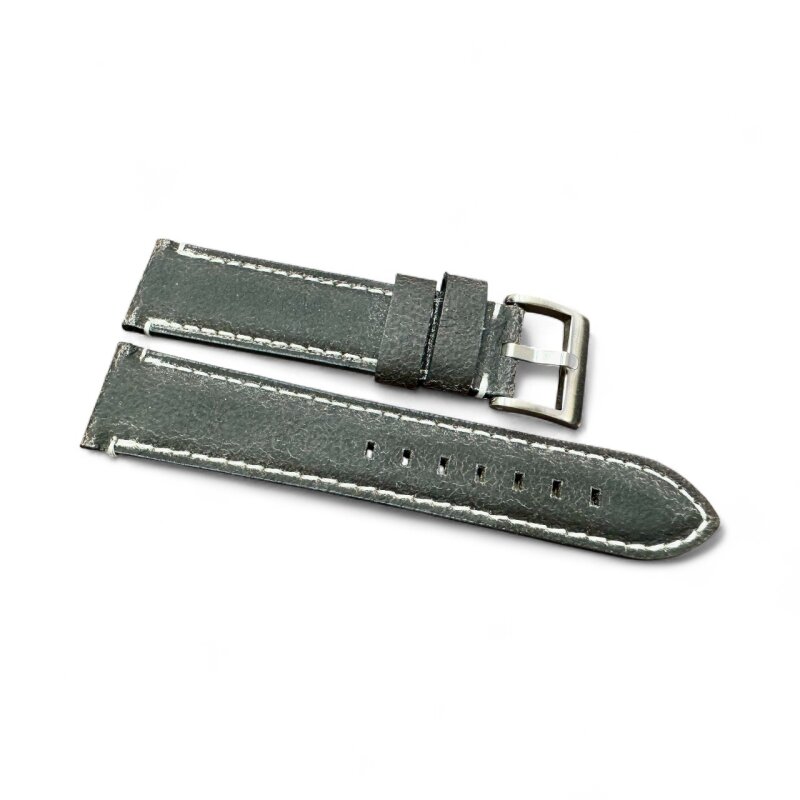 Uhrenlederband Woodstock Schwarz matt 22 mm