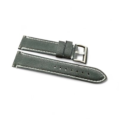 Uhrenlederband Woodstock Schwarz matt 22 mm