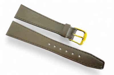 Clip Uhrenlederband Nappa mit Naht dunkelbraun 20 mm