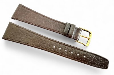 Clip Uhrenlederband genarbtes Nappa mit Naht dunkelbraun...