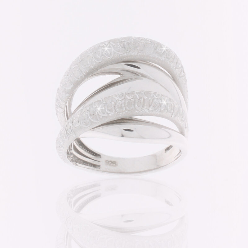 Silberring 925/- rhodiniert mit Diamond Cut Gr. 62