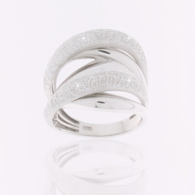 Silberring 925/- rhodiniert mit Diamond Cut Gr. 62