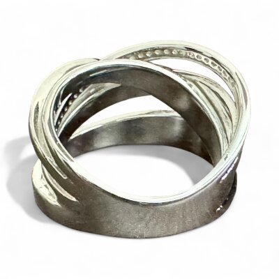 Silberring 925/- rhodiniert Zirkonia / weiße Emaille Gr. 58