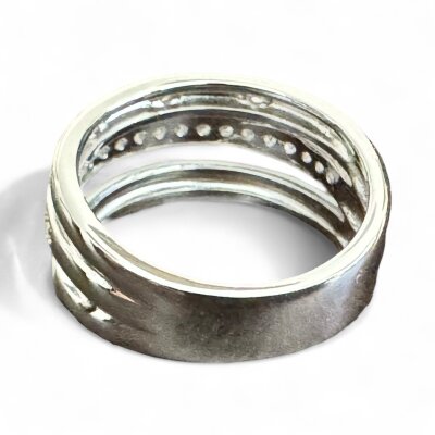 Silberring 925/- rhodiniert Zirkonia / weiße...