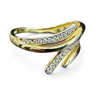 Damenring 333/-Weiß/-Gelbgold bicolor mit Zirkonia...