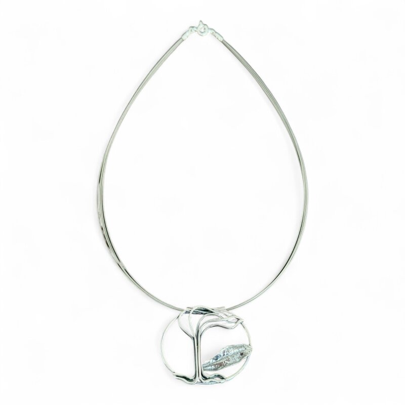 Halskette 925/- Silber Windflüchter handgemacht 45 cm 35 x 44 mm