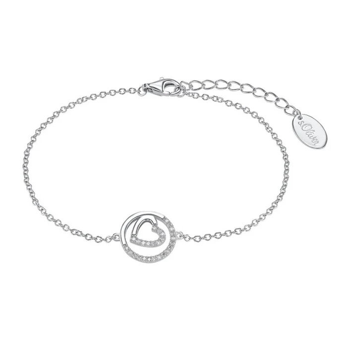 s.Oliver Armband Herz im Ring 925/- Sterlingsilber rhodiniert 17+3 cm