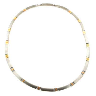 Titancollier Bicolor IP roségold 47 cm + 3 cm Zirkoniasteine 5 mm breit