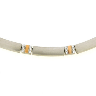 Titancollier Bicolor IP roségold 47 cm + 3 cm Zirkoniasteine 5 mm breit