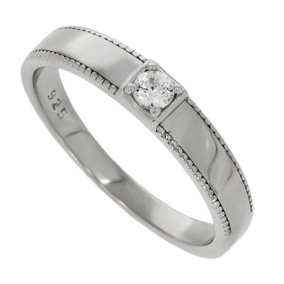 Solitärring 925/- Silber rhodiniert mit Zirkonia Gr. 54