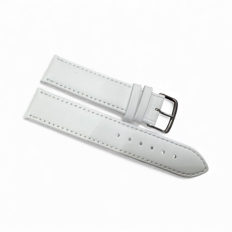 Uhrenlederband glatt weiß mit Naht 20 mm