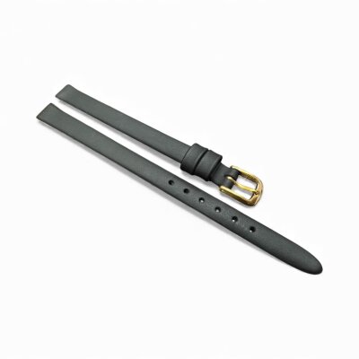 Uhrenlederband glatt ohne Naht schwarz 8 mm Extralang...