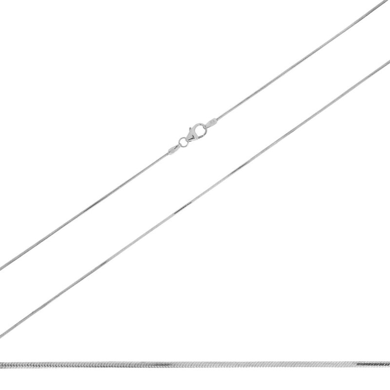 Halskette Schlange 8-kant 925/- Silber rhodiniert 42 cm 1,1 mm
