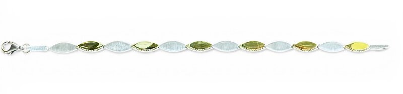 Fantasiearmband 925/-Silber rhodiniert/ teilvergoldet Zirkonia 19 cm