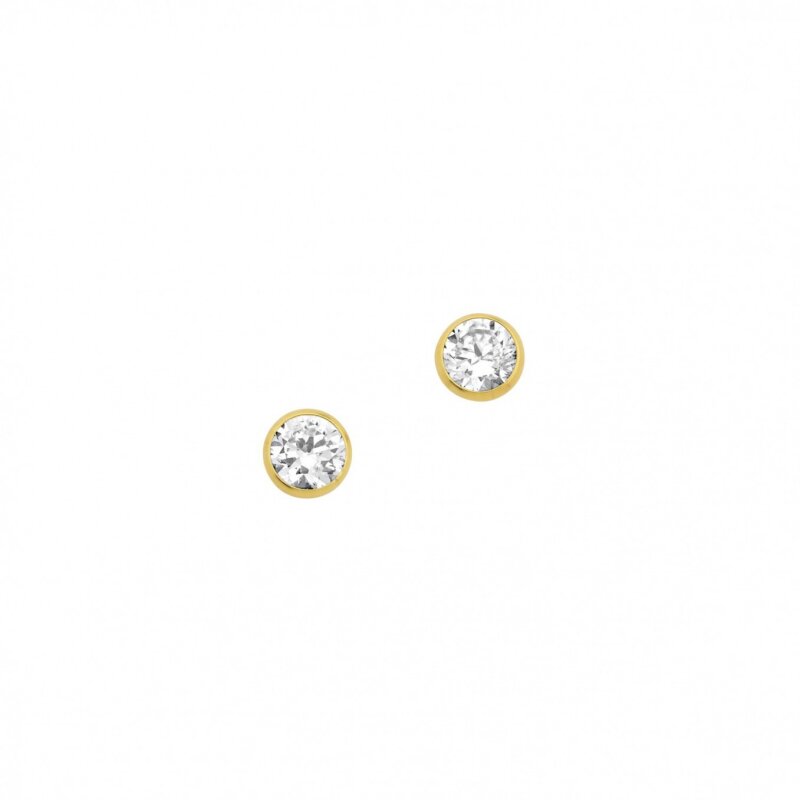 Ohrstecker 333/- Gold mit Zirkonia 4 mm Zargenfassung