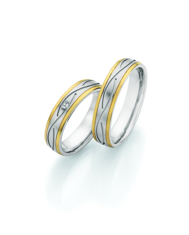 Collection Ruesch Trauringe White Style Steel & Gold Forever 88/24130 + 88/24140
