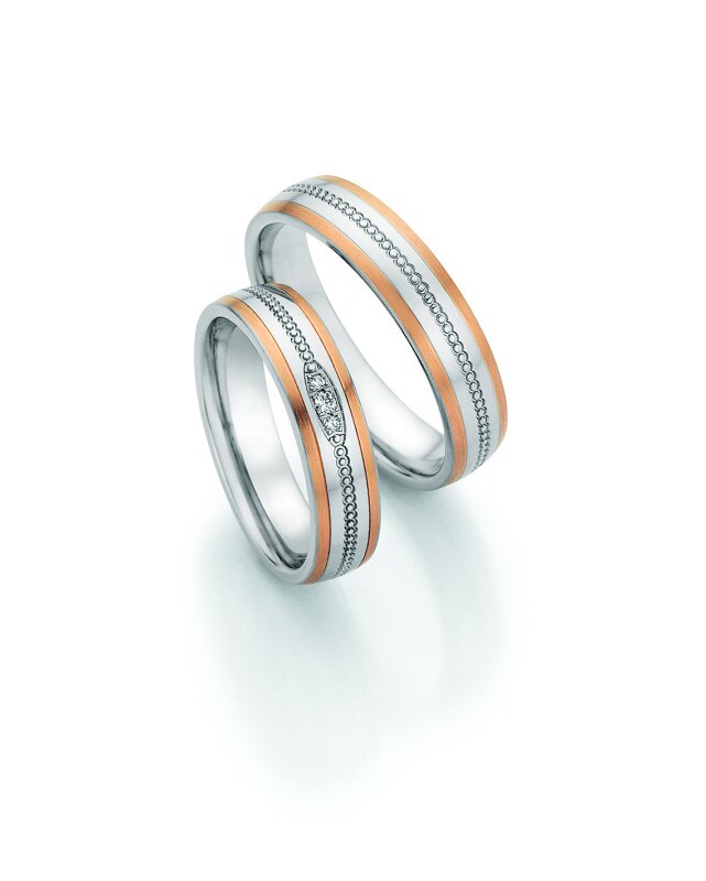 Collection Ruesch Trauringe White Style Steel & Gold Forever 88/24090 + 88/24100