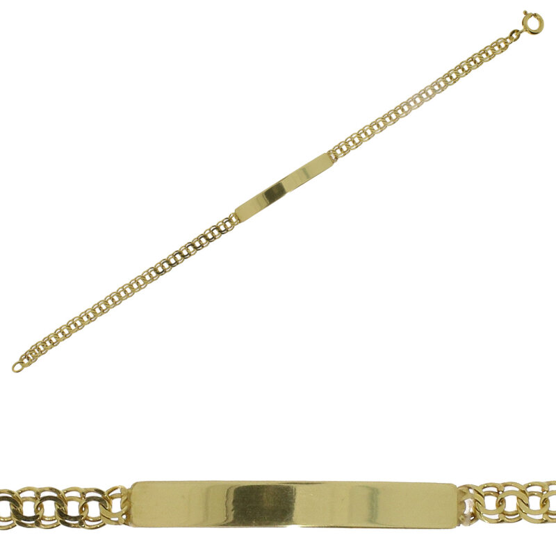 Identitätsband mit Gravurplatte 333/-Gelbgold 19 cm
