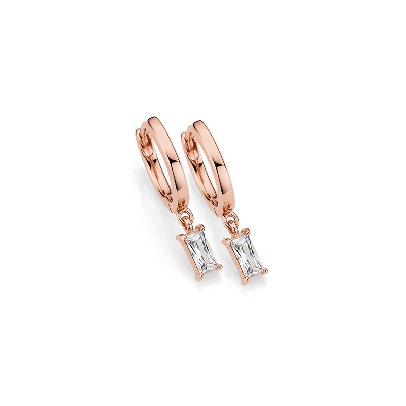 Scharniercreolen 925/-Silber roségold mit Zirkonia 13 x 2 mm
