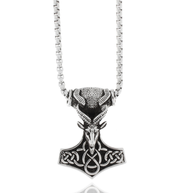 Collier, Edelstahl, geschwärzt, Thor Hammer