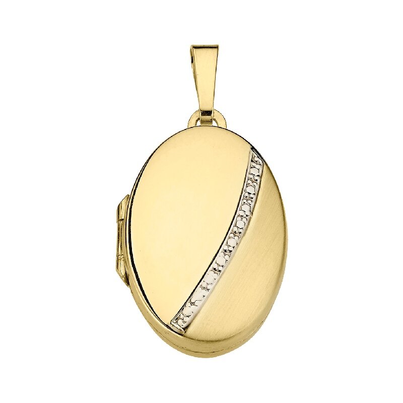 Anhänger Medaillon 333/- Gold bicolor oval matt/poliert 28 x 20 mm