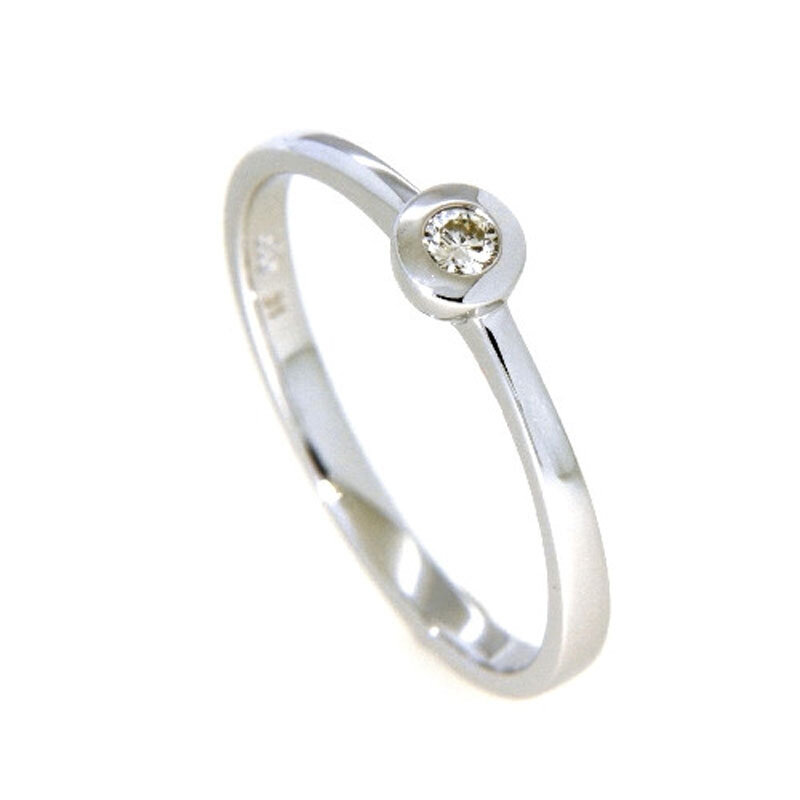 Solitärring / Damenring 585/- Weißgold 1 Brillant 0,07 ct w/si Gr. 55