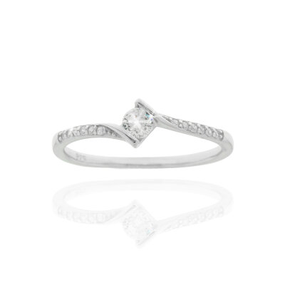Ring 925/- Silber,rhodiniert,Zirkonia weiß