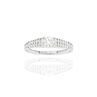 Ring 925/- Silber,rhodiniert,poliert,Zirkonia