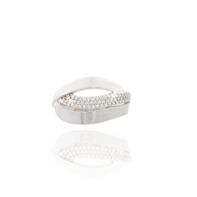 Ring, 925/-,rhod.,teilmatt,Zirkonia