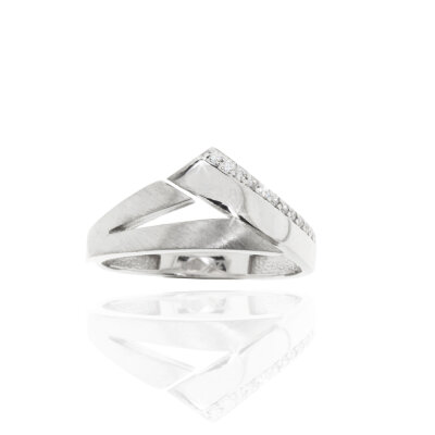 Ring 925/-,rhodin.,matt/pol.,Zirkonia,Spitze