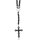 Collier Kreuz Totenk.,ES,geschwärzt Kugeln Lava-/Achatsteine,Länge 62cm