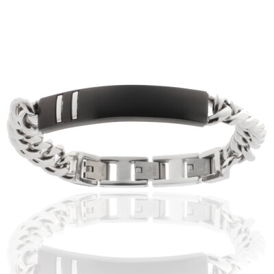 Armband,ES,IP Black,pol./matt gebürstet,20+2+2cm