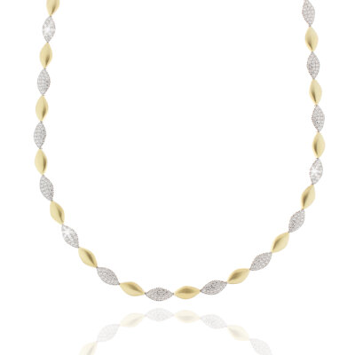 Collier 925/-,rhod./vergold.,matt/poliert,CZ,45cm,inkl. Etui
